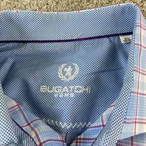 Bugatchi Uomo Men's 16 1/2 34/35 Long Sleeve Plaid Check Button Up Shirt